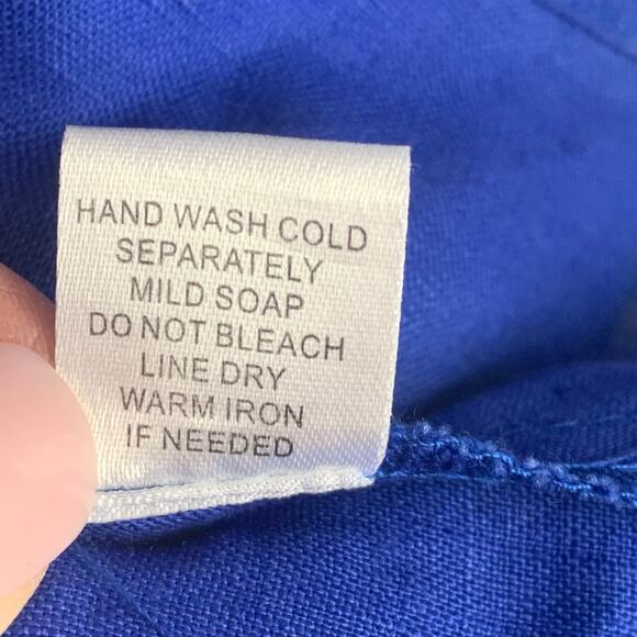 For Cynthia Linen Top Womens Size Large Royal Blue Lagenlook Button Front Tunic - Picture 7 of 7